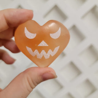 Jack-O-Lantern Orange Selenite Heart