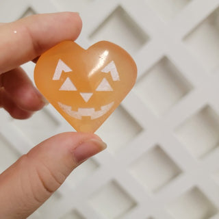 Jack-O-Lantern Orange Selenite Heart